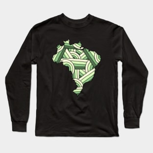 Brazil Map Art Long Sleeve T-Shirt